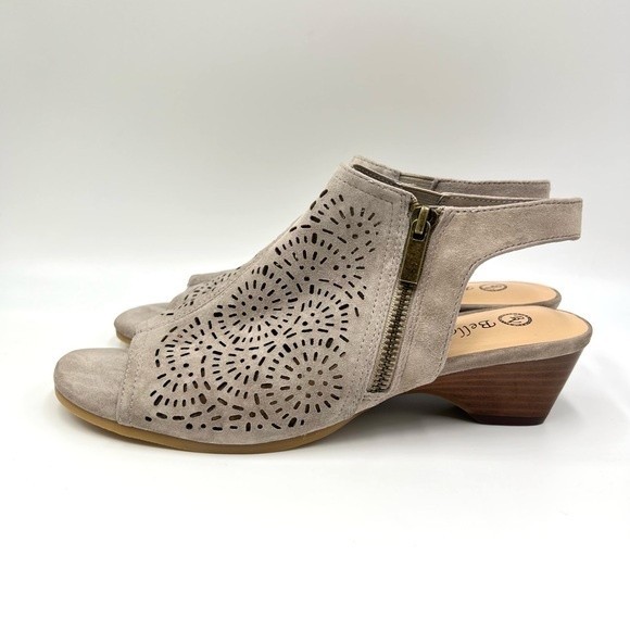 Bella Vita Women Size 8.5 Gray Suede Leather Cutout Open Toe Demi Wedges Shoes - Picture 4 of 12